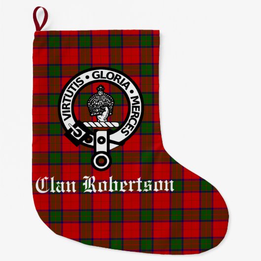 Grande Chaussette De Noël Clan Robertson Crest Badge & Tartan (Devant)