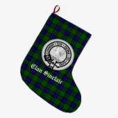 Grande Chaussette De Noël Clan Sinclair Crest Badge & Tartan personnalisable (Devant (Accrochage))