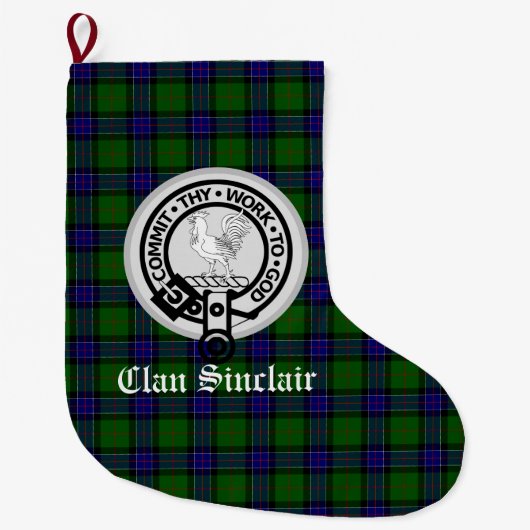 Grande Chaussette De Noël Clan Sinclair Crest Badge & Tartan personnalisable (Devant)