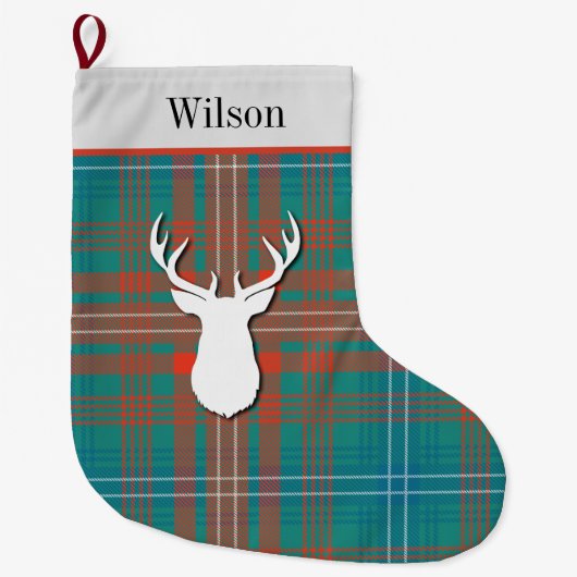Grande Chaussette De Noël Clan Tartan Personnalisé Wilson Plaid (Devant)