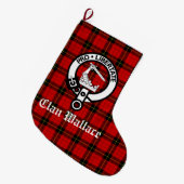 Grande Chaussette De Noël Clan Wallace Crest Badge et Tartan Customisé (Devant (Accrochage))