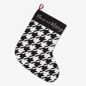 Grande Chaussette De Noël Classic moderne noir et blanc Houndstooth (Devant (Accrochage))