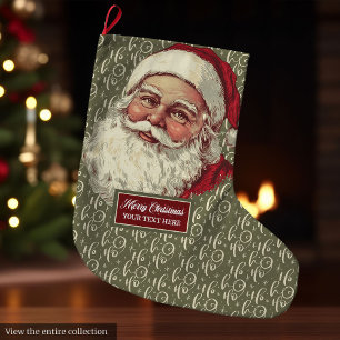 Grande Chaussette De Noël Classic Old-Fashioned Père Noël Noël Stocking