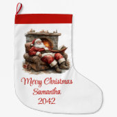 Grande Chaussette De Noël Classic Santa Claus Modern Cozy Christmas Stocking (Devant)