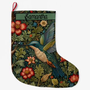 Grande Chaussette De Noël Classique vintage colibri art bohème chic