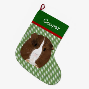 Grande Chaussette De Noël Cochon Brown, Blanc Et Noir De Guinée Personnalisé