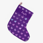 GRANDE CHAUSSETTE DE NOËL COEURS PASTEL PURPLE (Devant (Accrochage))