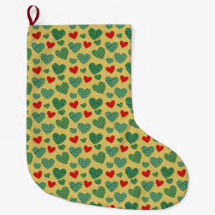 Grande Chaussette De Noël Coeurs remplis de motif