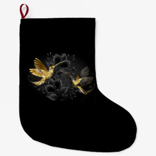 Grande Chaussette De Noël Colibri noir et or
