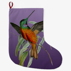 Grande Chaussette De Noël Colibri sur le pourpre