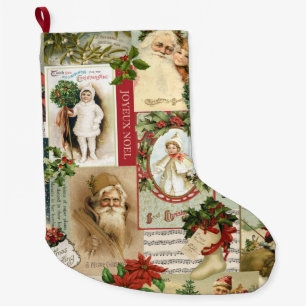 GRANDE CHAUSSETTE DE NOËL COLLAGE DE NOËL VINTAGE