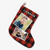 Grande Chaussette De Noël Collage rouge de photo de flanelle (Devant (Accrochage))