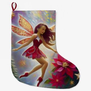 Grande Chaussette De Noël Collection de Fées de Noël - Cheveux Auburn Clair