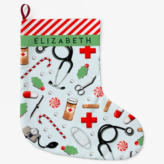 Grande Chaussette De Noël Collection de Noël pour infirmière (Devant)