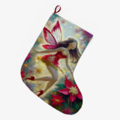 Grande Chaussette De Noël Collection Fée de Noël - Cheveux Brown foncés (Devant (Accrochage))