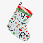 Grande Chaussette De Noël Collection Noël Infirmière (Devant (Accrochage))