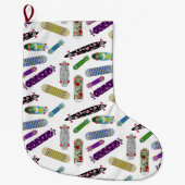 Grande Chaussette De Noël Colorful Skateboard Pattern (Devant)