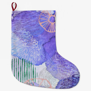 Grande Chaussette De Noël Conception abstraite violette