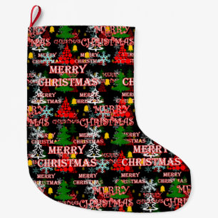 Grande Chaussette De Noël Conception de motif de texte décoratif Joyeux Noël