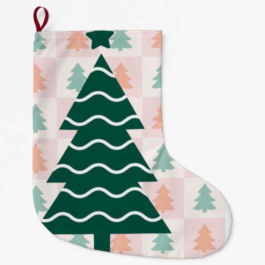 Grande Chaussette De Noël Conception de vacances de rennes mignons et de can (Devant)