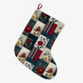 Grande Chaussette De Noël Conception florale et géométrique rustique (Devant (Accrochage))