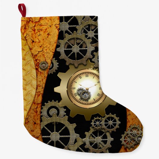 Grande Chaussette De Noël Conception impressionnante de steampunk avec des (Devant)