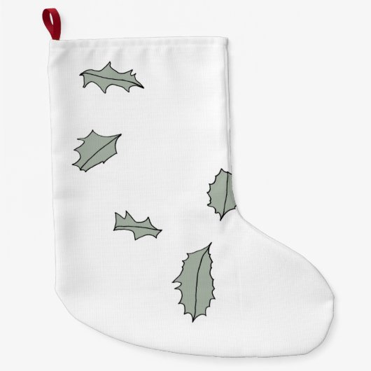 Grande Chaussette De Noël Conduite des Feuilles Holly (Devant)