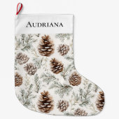 Grande Chaussette De Noël Cones de pin de Noël (Devant)