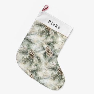 Grande Chaussette De Noël Cônes de pin Noël vert