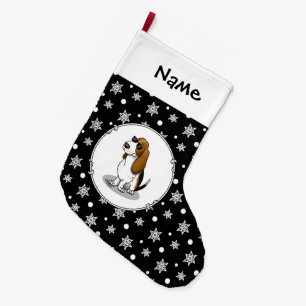 Grande Chaussette De Noël Cool Basset Hound chien et lunettes de soleil (tri