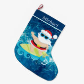 Grande Chaussette De Noël cool Beach surf Père Noël Small  (Devant (Accrochage))