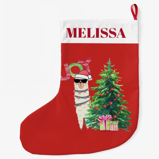 Grande Chaussette De Noël Cool Llama | Arbre de Noël avec présentoirs (Dos)