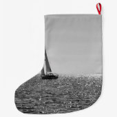 Grande Chaussette De Noël Cool moderne photo de voilier en été (Dos)