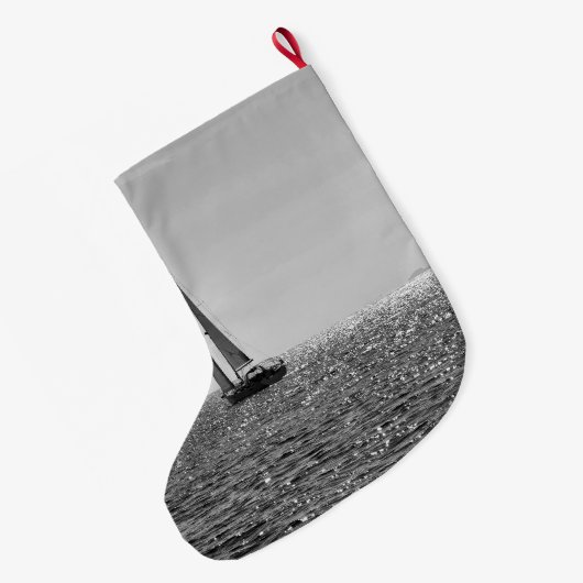 Grande Chaussette De Noël Cool moderne photo de voilier en été (Dos (Accrochage))