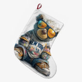 Grande Chaussette De Noël Cool Teddy Bear dans les lunettes de soleil et une (Devant (Accrochage))