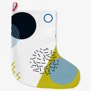Grande Chaussette De Noël Cool, tendance, moderne, vert Memphis
