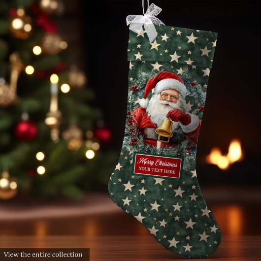 Grande Chaussette De Noël Cosy classique Père Noël Stocker avec votre nom
