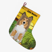 Grande Chaussette De Noël Coton brut Collie (Devant (Accrochage))