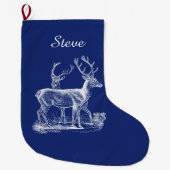 Grande Chaussette De Noël Couleur bleue de Noël Rustique personnalisée (Devant)