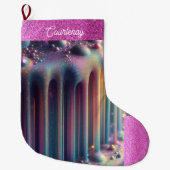 Grande Chaussette De Noël Couleurs arc-en-ciel Iridescendantes Parties scint (Devant)