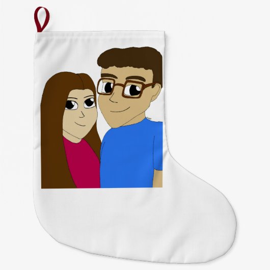 Grande Chaussette De Noël couple Chibi (Devant)
