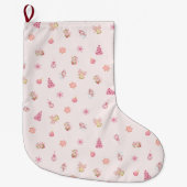 Grande Chaussette De Noël Cozy Pink Christmas Pattern (Devant)