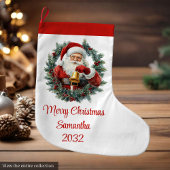Grande Chaussette De Noël Cozy Santa Claus Minimalist Script Font Stocking