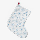 Grande Chaussette De Noël Crâne effrayant Creepmas Noël Snowflakes blanc (Devant (Accrochage))