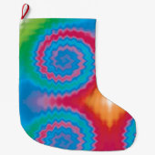 Grande Chaussette De Noël Cravate teint super rétro tourbillon motif cool (Devant)