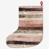 Grande Chaussette De Noël Cream Brown Pink Stripes Christmas (Dos)