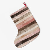 Grande Chaussette De Noël Cream Brown Pink Stripes Christmas (Dos (Accrochage))