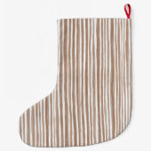 Grande Chaussette De Noël Cream Brown Stripes Christmas (Dos)