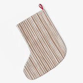 Grande Chaussette De Noël Cream Brown Stripes Christmas (Dos (Accrochage))