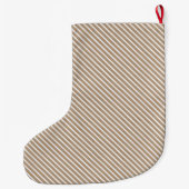 Grande Chaussette De Noël Cream Brown Stripes Christmas (Dos)